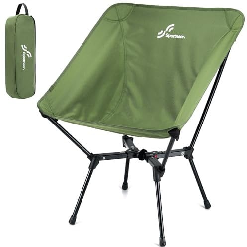 Sportneer Campingstuhl Camping Stuhl Faltbar 150 kg Campingstühle Klappbar Erweitern und Erhöhen Klappstuhl Angelstuhl für Angeln, Strand, Wandern, Rasen, Picknick, Reisen, Grün