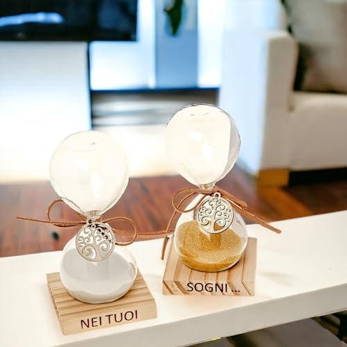 Doni Bomboniere Prima Clessidra Credi Sempre nei Tuoi Felicità Amore Radici Solide Simbolo Comunione Santa Cresima Matrimonio Anniversario Promessa di Rinascita Sogni con Albero della Vita Sabbia