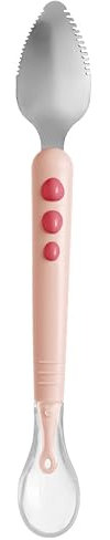 Cuillère Bébé Double Tête En Silicone - Cuillère De Purée De Fruits Pour Nourrissons - Ustensile D'Alimentation Ergonomique - Apprentissage Et Sevrage - Rose