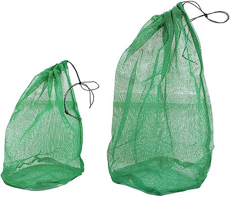 BESPORTBLE 4pcs Portable Fish Collection Mesh Bags Lightweight Fishing Net Pouch Drawstring for Outdoor Fishing Tackle Large Capacity Design Opening