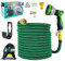 Bergmann® Premium Gartenschlauch Flexible - Flexibler Schlauch mit 10 Funktion Spritze Flexschlauch mit Wandhalterung 3/4 1/2 Zoll Anschluss 3-Fach Latexkern (Grün-30m)