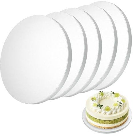 quiodok 5 Piezas Cake Board 25 cm Tableros Redondos de 10 pulgadas Bandeja Carton para Tartas Base para Tartas para Bodas Fiestas de Cumpleaños Decoración de Pasteles