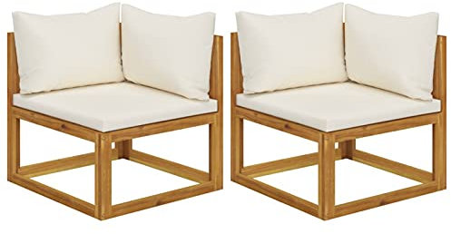 ShCuShan Modulare Ecksofas 2 STK. mit Auflagen Cremeweiß Sofa Mit Bettfunktion Ottomane Sofa Schlafsofa DauerschläFer