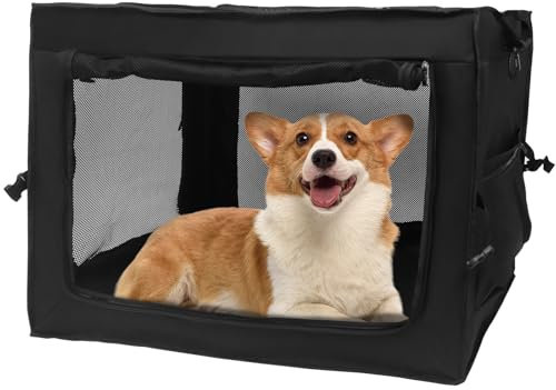 Hundebox für mittelgroße Hunde, Reisebox für Auto, zusammenklappbare Hundebox, weicher Stoff, tragbare Hundekiste, Hundekäfig, Hundehütte, Outdoor & Indoor