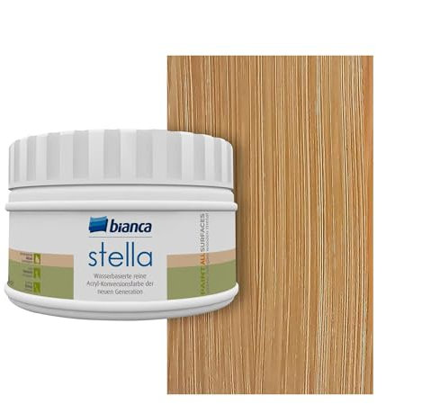 Bianca Stella - Vernice per mobili da cucina, effetto legno, lucido, 250 ml, effetto legno, vernice acrilica per mobili da cucina, effetto legno, per tutte le superfici, per ristrutturare piani di