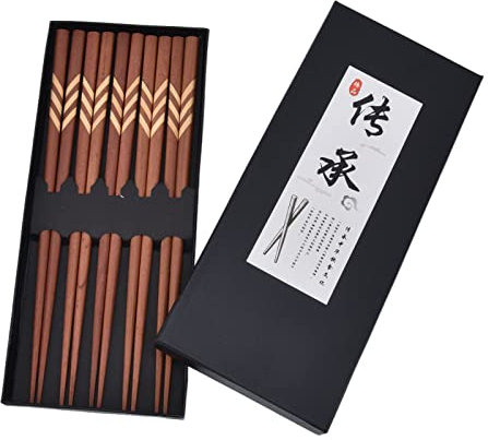 CAFIEDR Essstäbchen aus Holz im japanischen Stil, rotes Sandelholz, Buchsbaum, wiederverwendbar, mit Geschenkbox