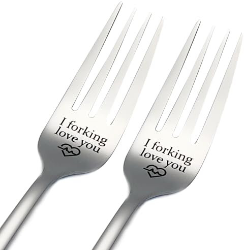 I Love Forking You Dinner Forks, Inspirational Funny Engraved Forks, Stainless Steel Table Forks, Gifts for Boyfriend, Girlfriend, Husband, Wife, Cute Wedding, Anniversary, Valentines Gifts, 8 Inches