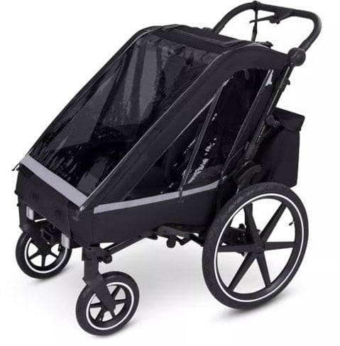 ABC Design Fahrradanhänger Tour Ink – Faltbarer 3in1 Kinderanhänger für Zwei Kinder mit Komfortsitzen, Luftreifen & Federung
