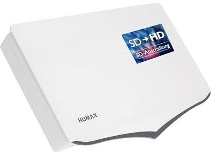 HUMAX Flat H40D4 Flachantenne mit Quad LNB, SAT TV Antenne für alle Sender, Wetterfeste Camping Satellitenschüssel für 4 Teilnehmer, Ideal für Balkon oder Camping, Inkl. Wand- und Masthalterung