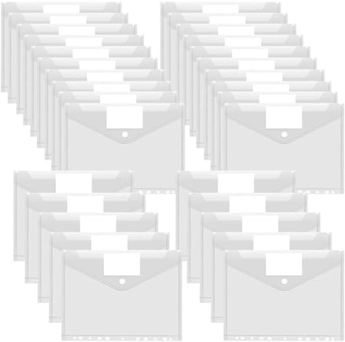 Dokumententasche A4 30 pack-Wasserdicht Dokumentenmappe A4 zum Abheften 11 Schnalle und Etikettentasche Transparente Mappe für Dokumente Organisieren(30)