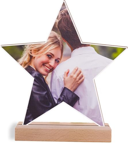 Foto Geschenk personalisiert - Stern Foto Geschenk Holzbild - Foto Geschenke, Geburtstagstern, Foto Geburtstagsgeschenk, Foto Geschenke zum Geburtstag, Schriftzughalter