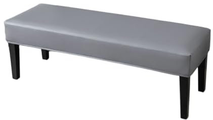 EBETA Bankbezug Hockerbezug, PU-Leder Bank-Auflage Wasserdicht Esszimmerbankbezug Stretch Hussen für Ottomane Sitzauflagen (Grau)