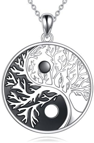 YFN Yin Yang Halskette Sterling Silber Baum des Lebens Anhänger Schmuck Geschenke für Damen Männer (Yin Yang)