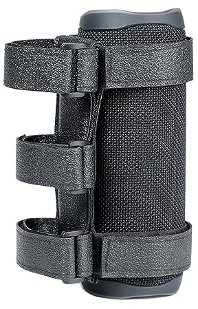 TFixol Support de haut-parleur réglable en S pour vélo de golf, moto, VTT, convient pour une circonférence de 22 à 28 cm, noir