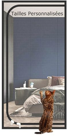 Porte Moustiquaire pour Chat, Rideaux Anti Mouches pour Porte Personnalisable, Anti Insectes, Moustiquaire Porte Fenêtre pour Les Chambres à Coucher Les Balcons