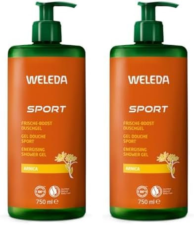 WELEDA - Gel Douche Sport Arnica - 750 ml - Tonus et énergie - Pour un effet coup de fouet avant l'effort ou pour un moment de détente après une séance de sport - NATRUE - 750 ml (Lot de 2)