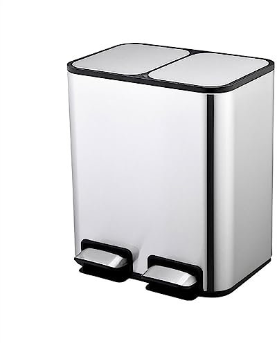 Stainless Steel Double Compartment Trash Can with Foot Pedal Kitchen and Bathroom Waste Separator Stylish and Functional Garbage Bin for Home Use