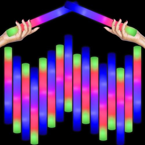 DkevEu 69 Stück LED-Schaumstoff-Leuchtstäbe, langlebig, blinkend, leuchtende Schaumstoffstäbe, leuchten im Dunkeln, Partyzubehör für Hochzeit, Geburtstag, Konzert, Partys, Camping