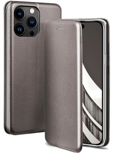 ONEFLOW Business Case für iPhone 14 Pro Max Handyhülle klappbar mit Standfunktion, Klapphülle Flipcase Cover Dünn, PU Leder Hülle mit Kartenfach, 360 Grad Schutzhülle, Taupe