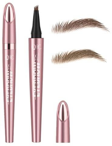 2 Stück Microblading Augenbrauenstift mit 4 Mikros Gabelspitzen, Wasserfest 3D Magischer Sorgt für Natürlich Aussehende Effekt & Wischfester Formel für Damen Anfänger(1#Hellbraun & 1#Dunkelbraun)