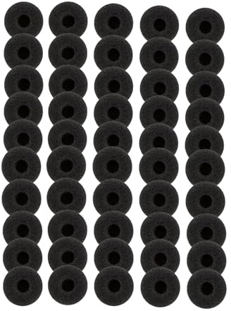 18mm Foam Earbud Cover Protector Soft Foam Tips Cushions Replacement, 50pcs | for Walkie Talkies Headphones Earbuds and MP3 MP4 Players, iPhone iPad - Noise Reducing, Comfortable & Durable Ear Cushions