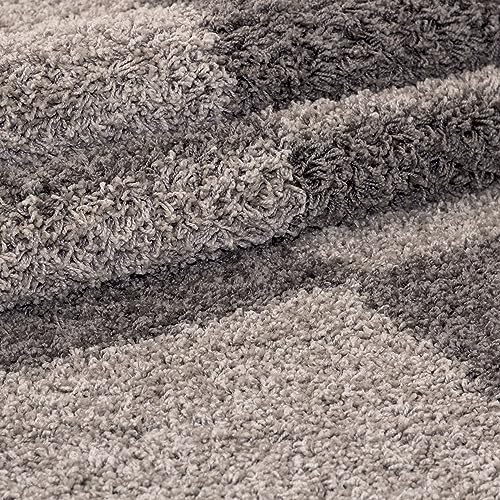 KADIMA DESIGN Flauschiger Teppich Rautenmuster Kariert Extra Weich Flauschig Waschbar Belastbar Strapazierfähig Rund Taupe 80x80 cm Wohnzimmer Flur Oeko-TEX Zertifiziert | WATZMANN