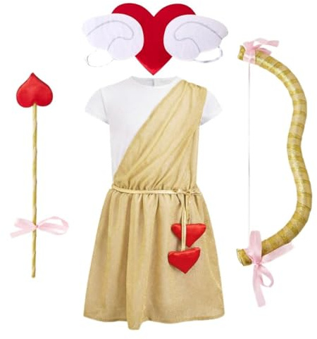 Lito Angels Jungen Amor Kostüm Engel Kinder mit Flügel Bogen Pfeil Römische Toga Verkleidung für Karneval Fasching Valentinstag Fest