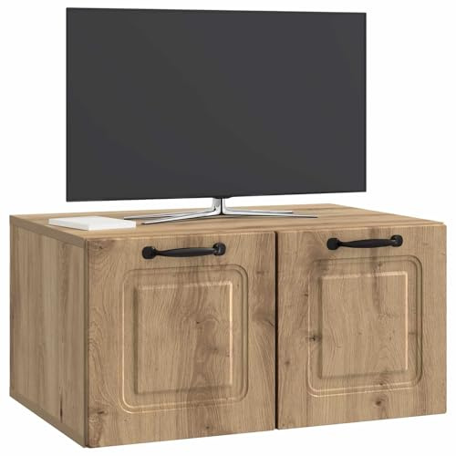 vidaXL Wandmontierter TV-Schrank Artisan-Eiche 59,5 x 41 x 30 cm, Wohnzimmermöbel, moderner TV-Ständer, viel Stauraum, funktionale Medien-Einheit, platzsparendes Design, Holz-Unterhaltungszentrum