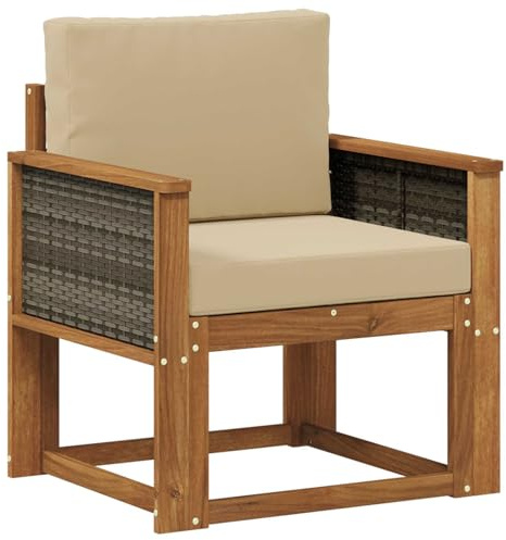 vidaXL Outdoor Mittelsofa Massivholz Akazie Natur, Garten-Sofa, modernes Eckmöbel, wetterfestes Loungeset, Terrasse Sitzgruppe für draußen