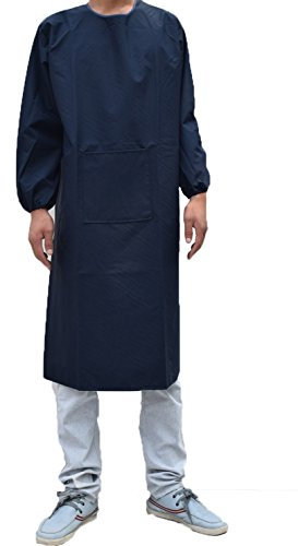 UE STORE Adults Long Sleeve Cooking Kitchen Apron Waterproof Butcher Artist Apron Black