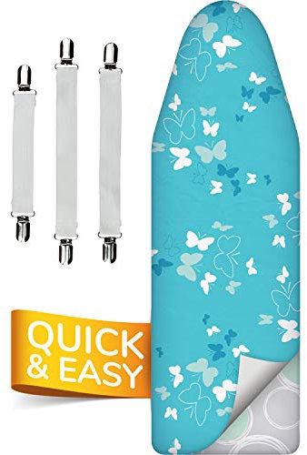 smart&gentle Pratico e Morbido Copriasse da Stiro 115 x 35 cm - Copri Asse da Stiro Telo Universale per Ferri a Vapore, con 3 Elastici in Dotazione