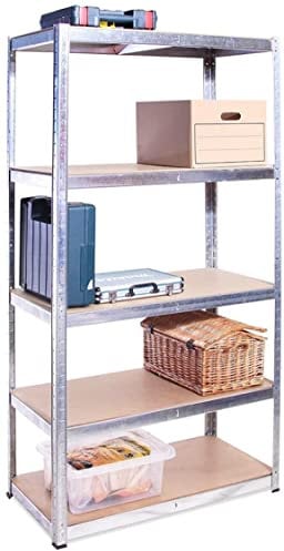 180cm x 90cm x 40cm, Galvanised 5 Tier (175KG Per Shelf), 875KG Capacity Garage Shed Racking Storage Shelving Unit, 5 Year Warranty