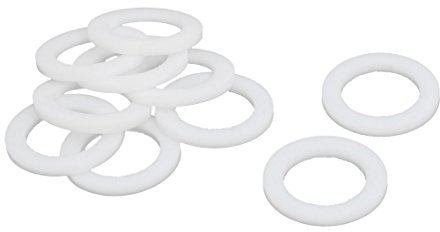 sourcing map 10pcs Rondelles PTFE Plat Joint Étanchéité 24mm OD 16mm ID 2mm Épaisseur pour Robinet Tuyau Eau Tuyau Blanc
