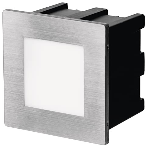 EMOS LED Treppenbeleuchtung für Außen, Orientierungs-Einbauleuchte, Warmweiß (3000 K), Helligkeit 65 lm, ganze Nacht-Stufenbeleuchtung 2W, 220–240 V, Abmessungen 8x8 cm (Einbauloch 75x75x70 mm)