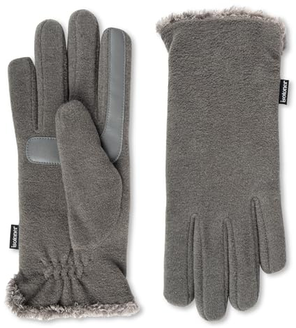 isotoner Womens Stretch Fleece Touchscreen Texting Cold Weather Gloves with Warm, Soft Lining, Smartdri Heather Grey, One Size