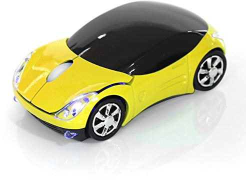 Kabellose Maus für Kinder, kabellose Maus, 2,4 G mit USB-Empfänger, optische Maus, kabellos, Bluetooth, 1600 DPI für Auto, Laptop, PC, Tablet, Gaming Office, Mac, Windows (Gelb)