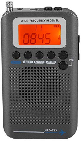 ASHATA VHF Airband Radio,Aircraft Band Radio Receiver VHF Portable Full Band Radio Recorder with One inch LCD Display/Steel Tie-Rod Antenna/Large Capacity Lithium Battery(Black)
