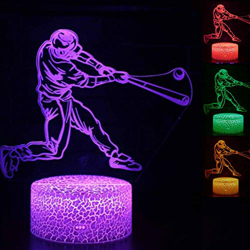 Jinson well 3D Baseball Lampe led Illusion Nachtlicht licht, 7 Farbwechsel Touch Switch Tisch Schreibtisch Dekoration Lampen Acryl ABS Base USB Kabel Spielzeug