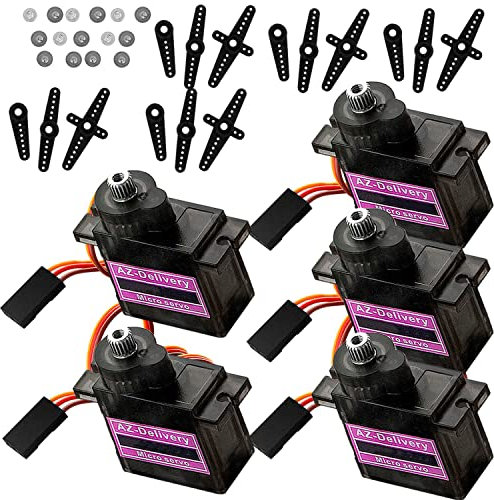 AZDelivery 5 x Servo MG90S Mikro-Servomotor kompatibel mit Arduino inklusive E-Book!