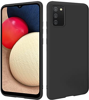HSP Hülle für Samsung Galaxy A02s, Silikon Handyhülle, Dünn Case, Schwarz | Kameraschutz, matt, passgenaue Aussparungen, erhöhte Ränder, Handy Schutzhülle, Silikonhülle, Phone Cover, Silicone