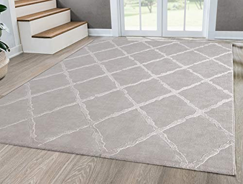 Mia's Teppiche Anna Wohnzimmer Teppich, Kurzflor, 080x300 cm, Raute Beige