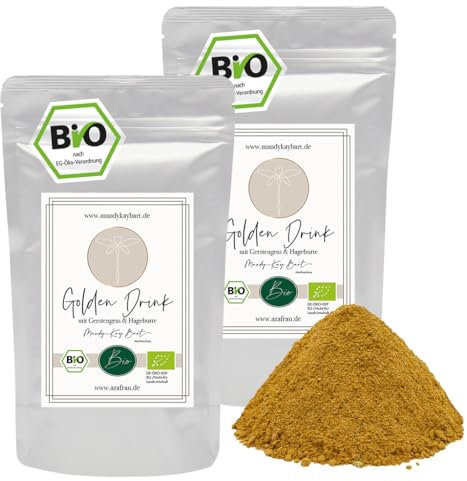 Azafran BIO Goldene Milch Golden Drink, bePeerless Pulver mit Gerstengras & Hagebutte 500g