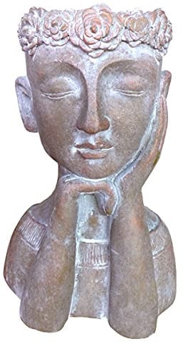 Bollweg Pflanzgefäß Büste Mann 34 cm Bronze Optik Pflanztopf Gartendeko Blumentopf Figur