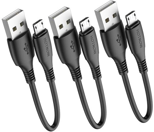 HOTNOW Cable Micro USB corto 15cm, [3 piezas, 0,15 m] cable cargador Android Carga rápida para Galaxy S7 S6 S7 Edge S5, Nota 5, PS4, Power Bank y más dispositivos Micro USB
