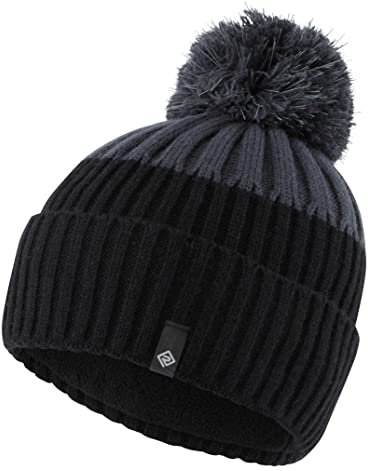 Ronhill Unisex Bommelmütze Beanie, Schwarz/Charcoal, Einheitsgröße
