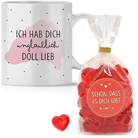 OWLBOOK® Personalisierte Geschenke Unbescheiblich doll lieb Geschenke für Frauen Männer Geschenkideen Freundin Ehefrau Partner zum Geburtstag Valentinstag Jahrestag Weihnachten Keramik 300 ml