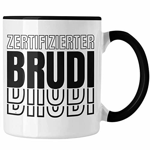 Trendation - Zertifizierter Brudi Tasse Geschenk Beste Freund Bruder Bro Geschenkidee Spruch (Schwarz)