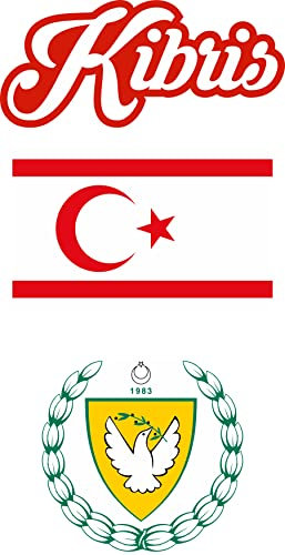 Nation Nordzypern Kuzey Kibris Aufkleber 3 Stück Flaggen Fahne Wappen Set selbstklebend Sticker F3