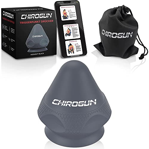 CHIROGUN® Triggerpunkt Drücker mit Saugnapf & Beutel | Digitale Anleitung | Selbstmassage gegen Verspannungen & Schmerzen im Nacken, Rücken, Schulter | Massageball für Tiefenmassage