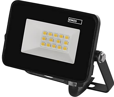EMOS LED Strahler SIMPO 10,5 W, IP65 wasserdichtes Flutlicht für Feuchtraum oder Außen, superhell 900 lm, Neutralweiß 4000 K, Lebensdauer 20 000 Stunden, inkl. 20 cm Anschlusskabel ZS2212, Schwarz